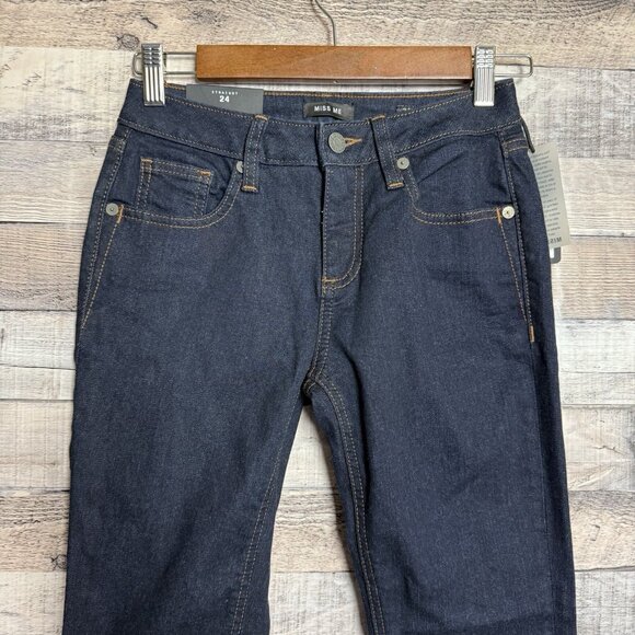 Miss Me Dark Blue Straight Leg Jeans Sz 24 D1001T87 NWT - Picture 3 of 13